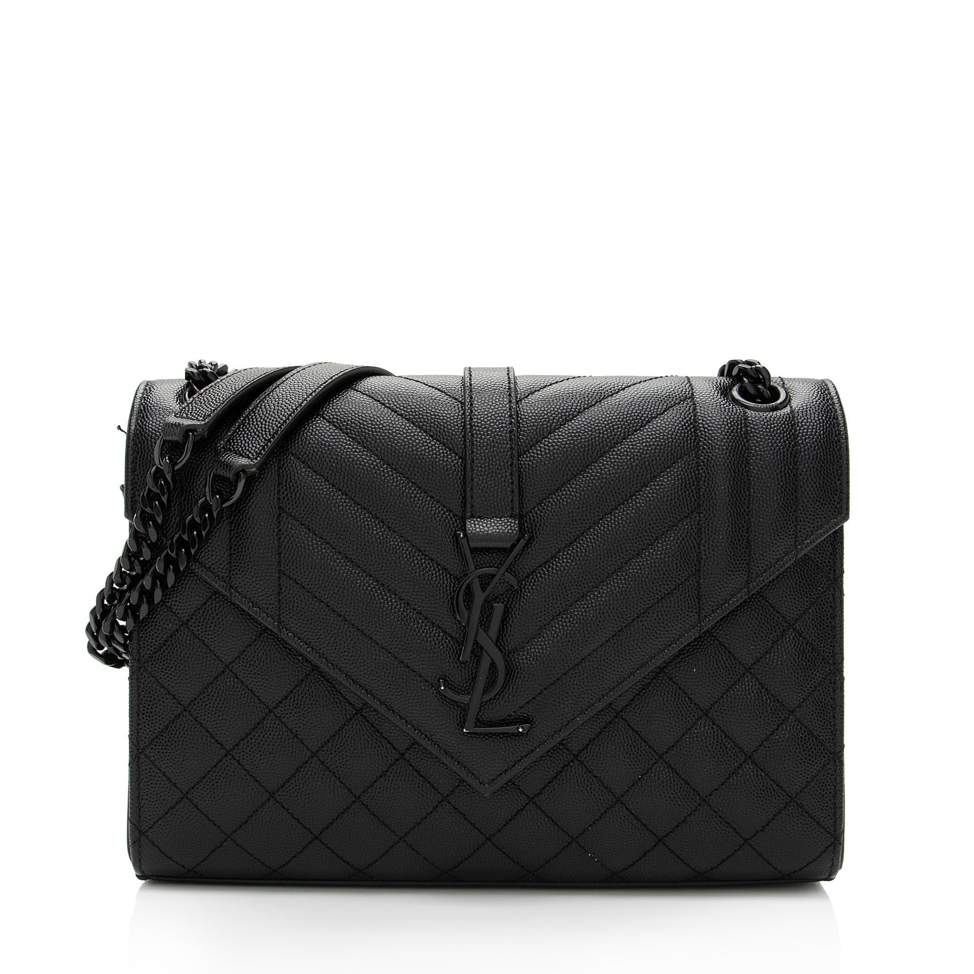 Saint Laurent Mixed Matelasse Grain de Poudre Monogram Medium Shoulder Bag (SHF-nFM7Cy)
