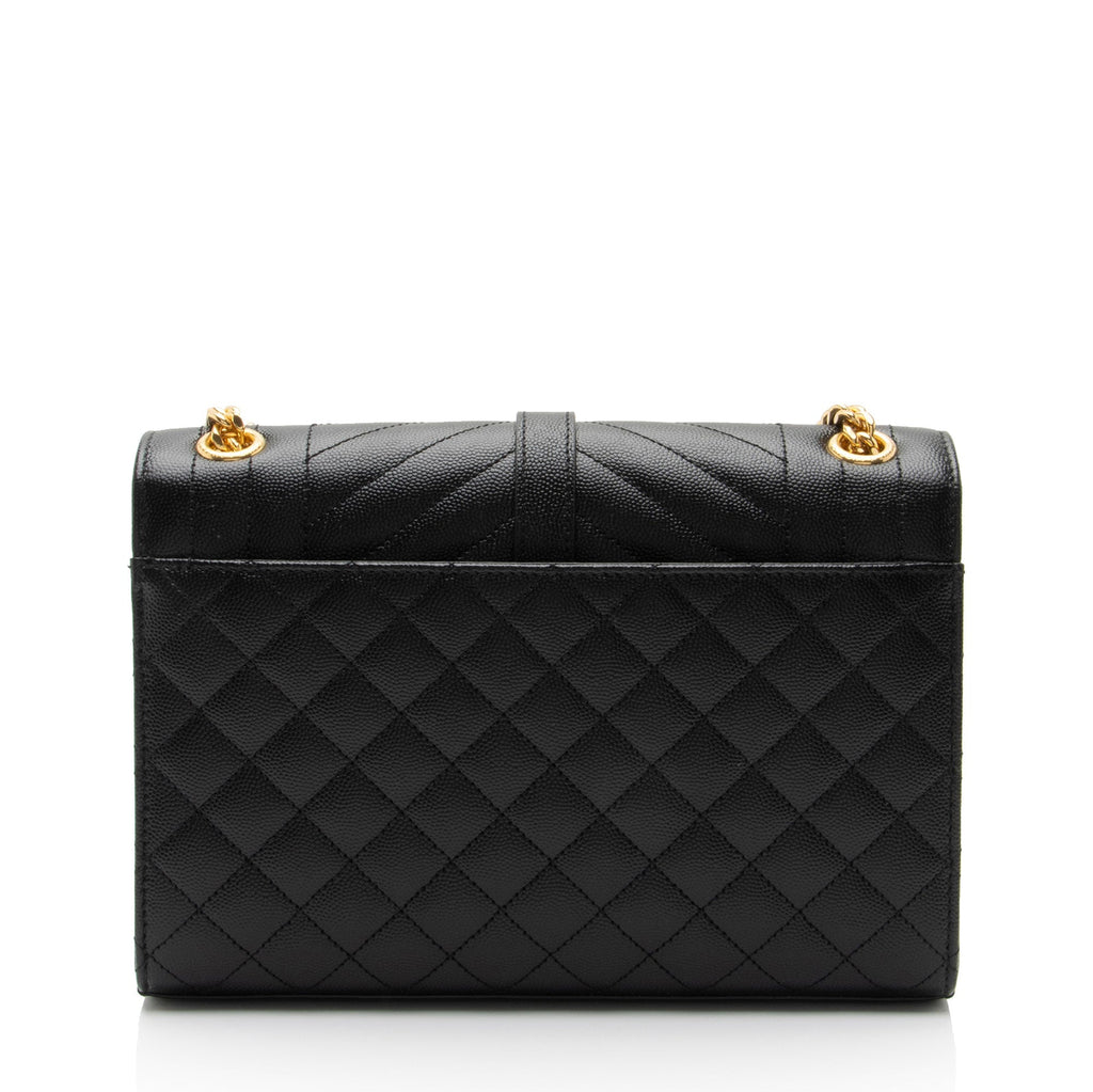 Saint Laurent Mixed Matelasse Grain de Poudre Monogram Medium Shoulder Bag (SHF-vIsSXF)