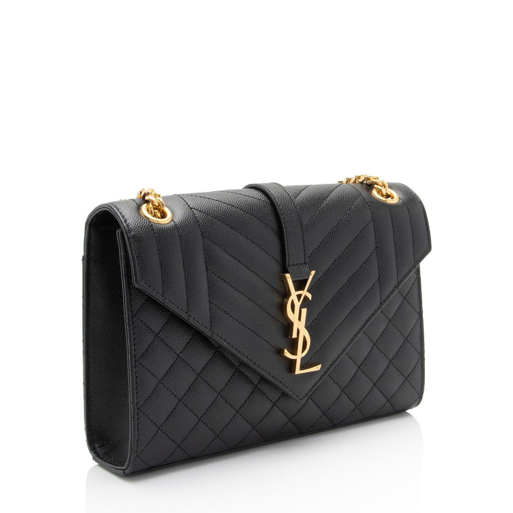 Saint Laurent Mixed Matelasse Grain de Poudre Monogram Medium Shoulder Bag (SHF-vIsSXF)