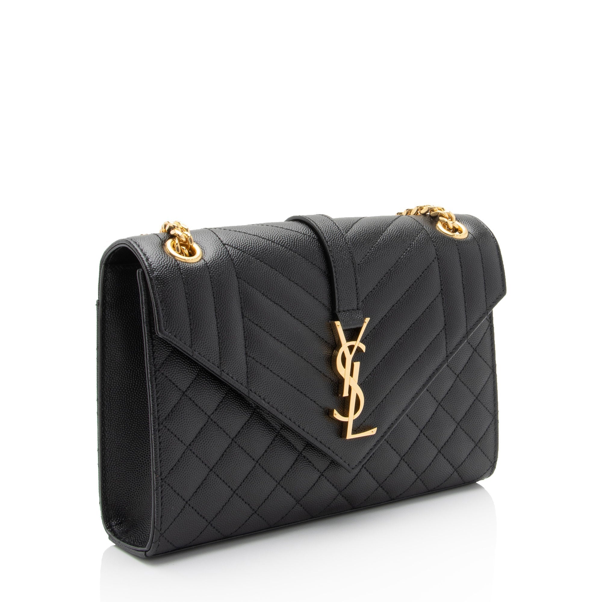 Saint Laurent Mixed Matelasse Grain de Poudre Monogram Medium Shoulder Bag (SHF-vIsSXF)
