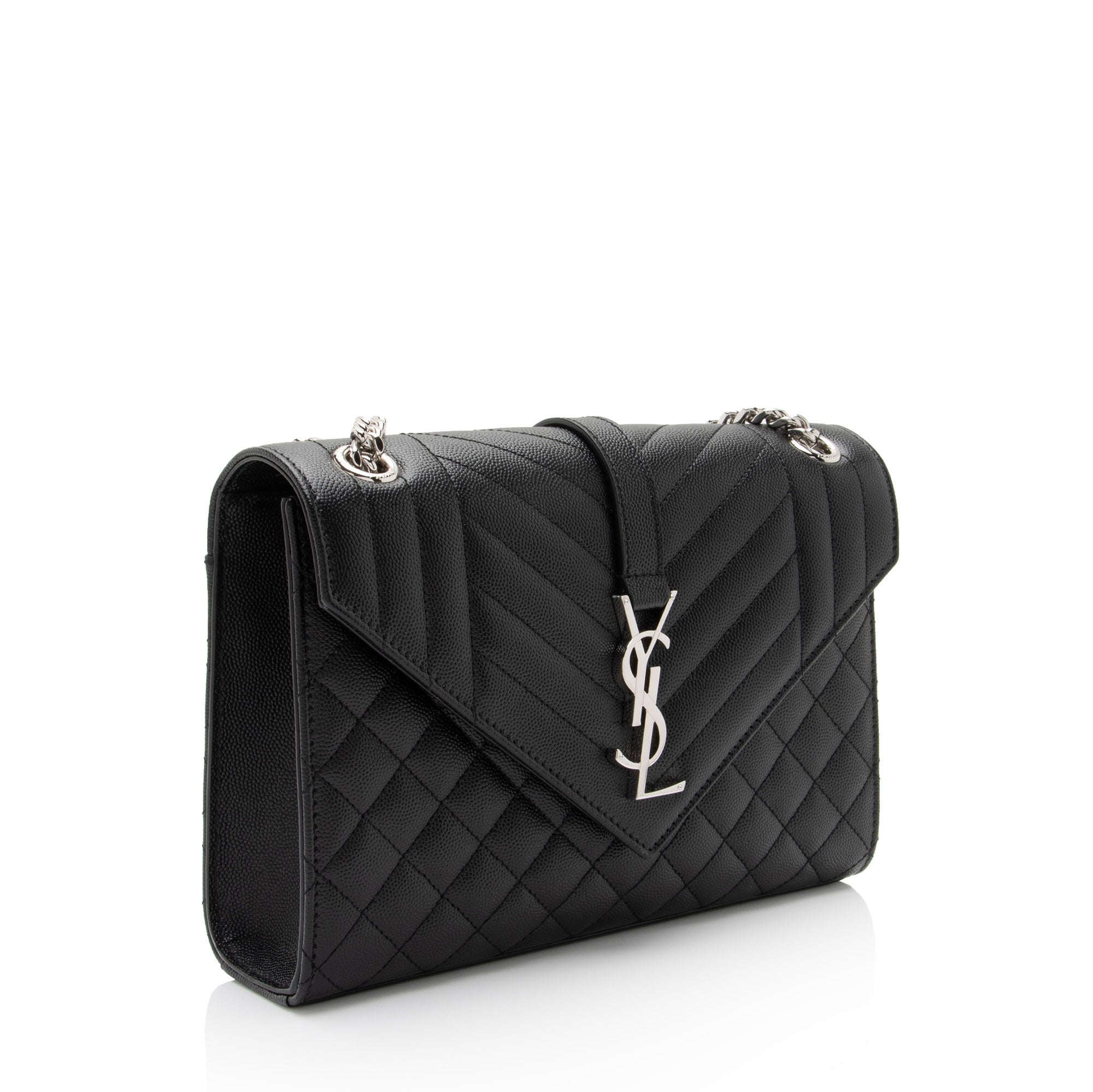 Saint Laurent Mixed Matelasse Grain de Poudre Monogram Medium Shoulder Bag (SHF-RgW8Jm)