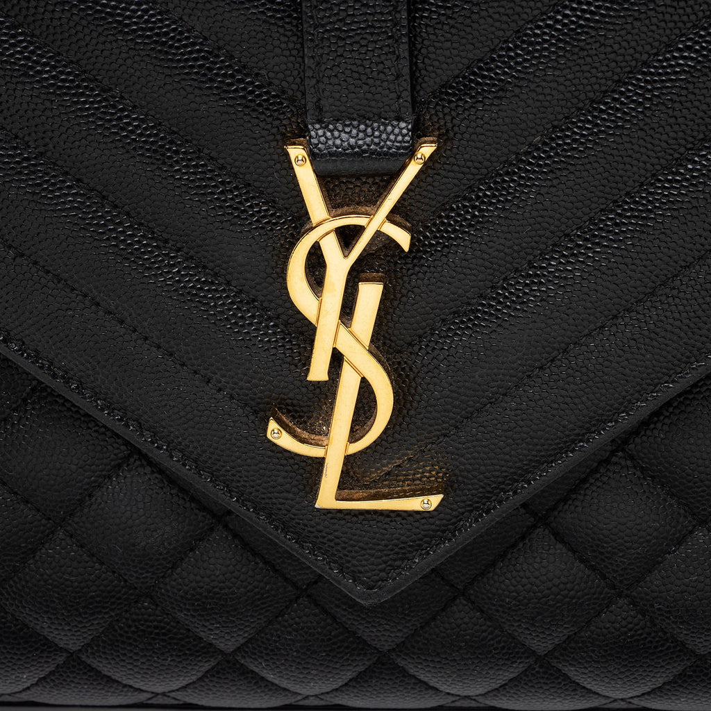 Saint Laurent Mixed Matelasse Grain de Poudre Monogram Medium Shoulder Bag (SHF-rmK6K7)
