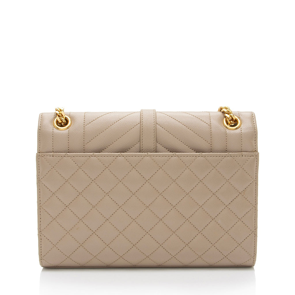 Saint Laurent Mixed Matelasse Grain de Poudre Monogram Medium Shoulder Bag (SHF-G2A0mE)
