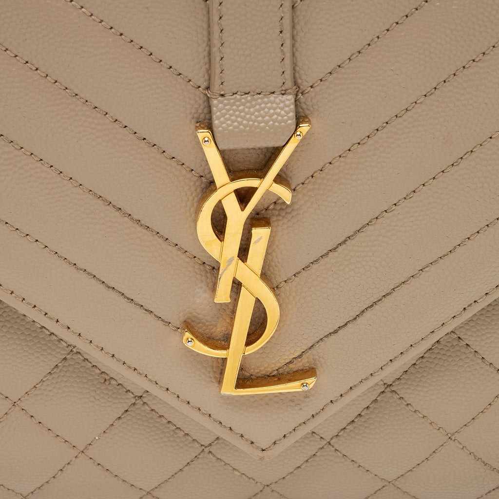 Saint Laurent Mixed Matelasse Grain de Poudre Monogram Medium Shoulder Bag (SHF-G2A0mE)
