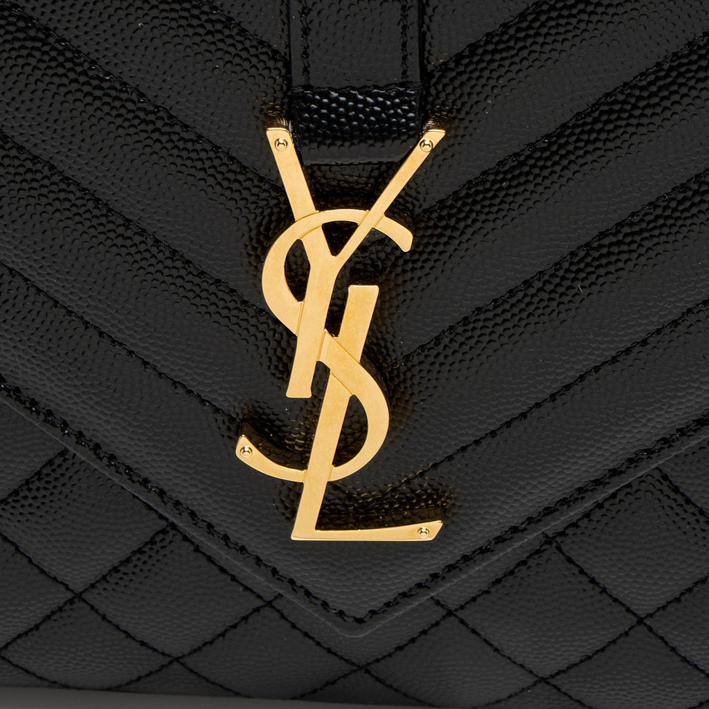 Saint Laurent Mixed Matelasse Grain de Poudre Monogram Medium Shoulder Bag (SHF-q1dWci)