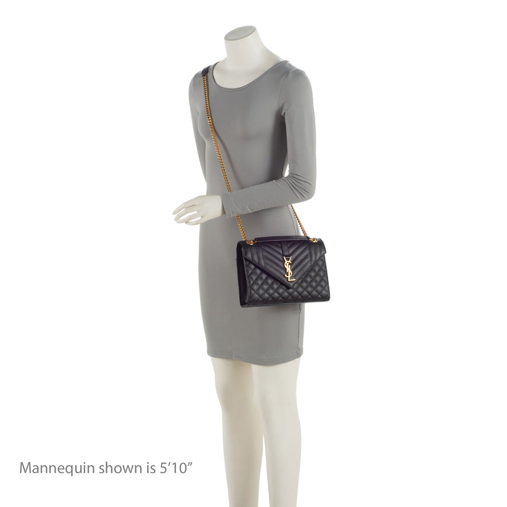 Saint Laurent Mixed Matelasse Grain de Poudre Monogram Medium Shoulder Bag (SHF-q1dWci)