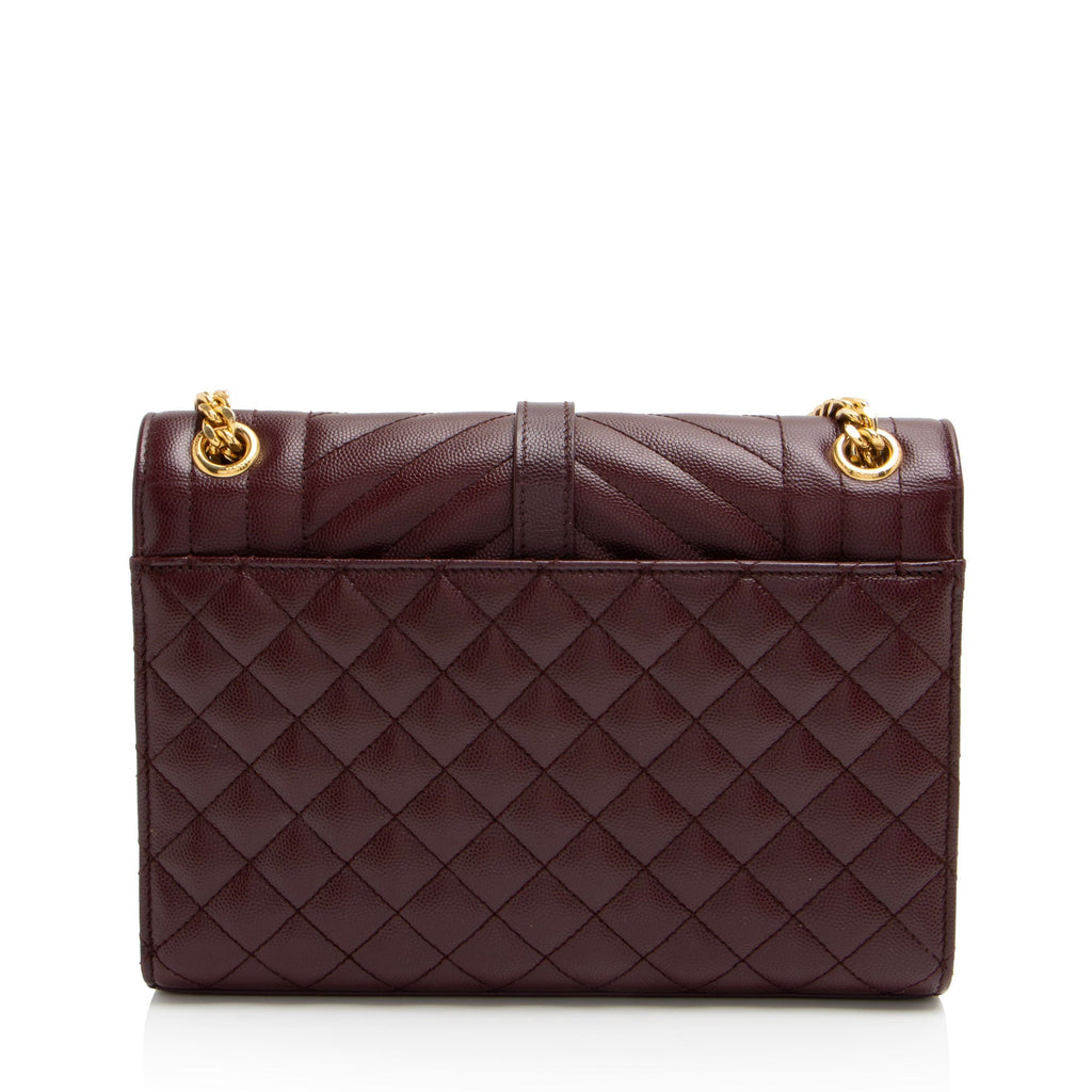 Saint Laurent Mixed Matelasse Grain de Poudre Monogram Medium Shoulder Bag (SHF-3bCetN)