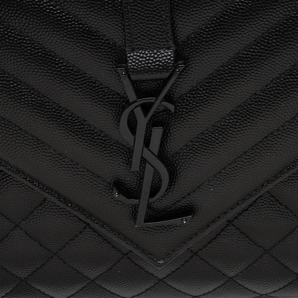 Saint Laurent Mixed Matelasse Grain de Poudre Monogram Medium Shoulder Bag (SHF-QJv0fL)