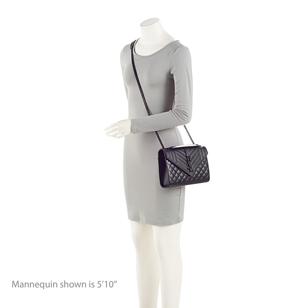 Saint Laurent Mixed Matelasse Grain de Poudre Monogram Medium Shoulder Bag (SHF-QJv0fL)