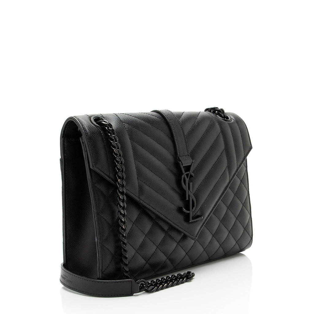 Saint Laurent Mixed Matelasse Grain de Poudre Monogram Medium Shoulder Bag (SHF-QJv0fL)