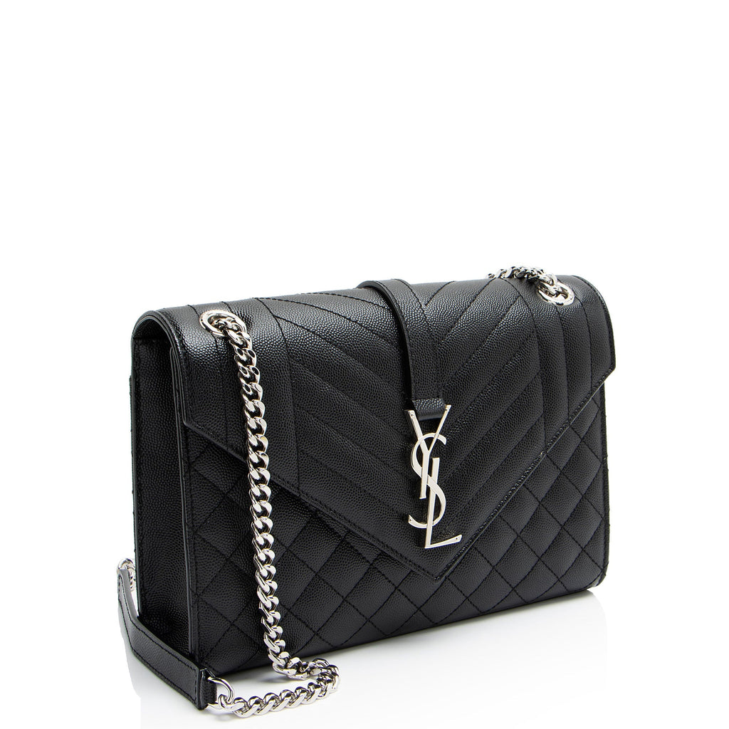 Saint Laurent Mixed Matelasse Grain de Poudre Monogram Medium Shoulder Bag