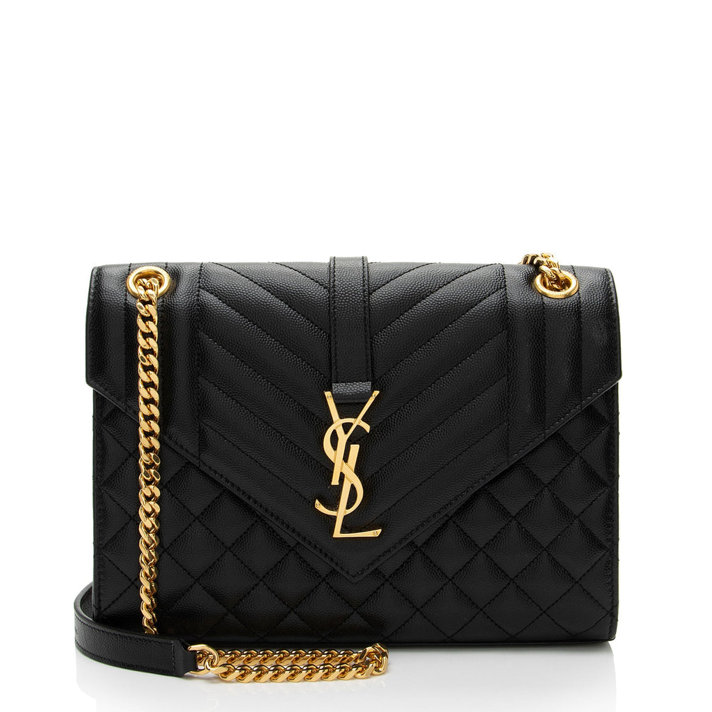 Saint Laurent Mixed Matelasse Grain de Poudre Monogram Medium Shoulder Bag
