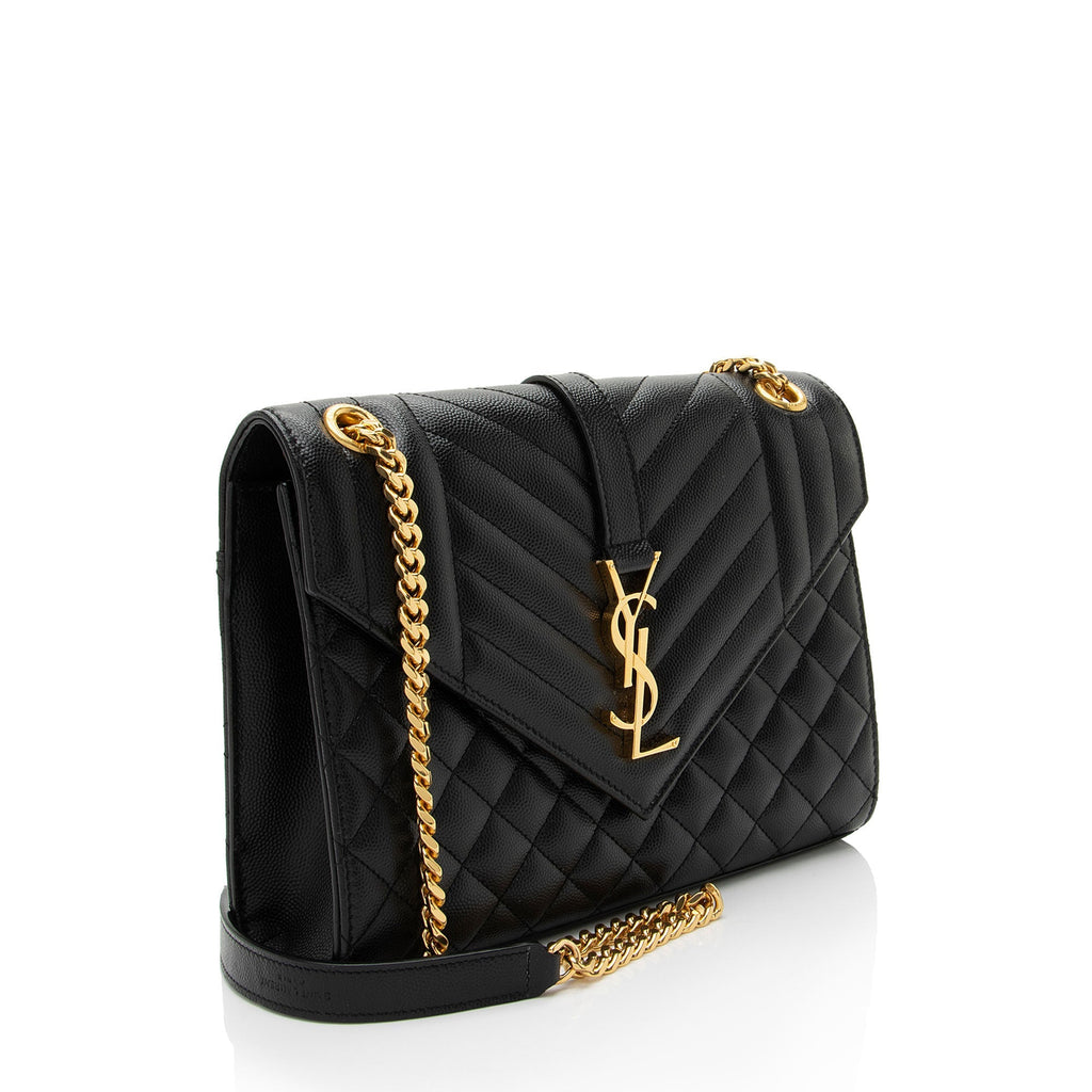Saint Laurent Mixed Matelasse Grain de Poudre Monogram Medium Shoulder Bag