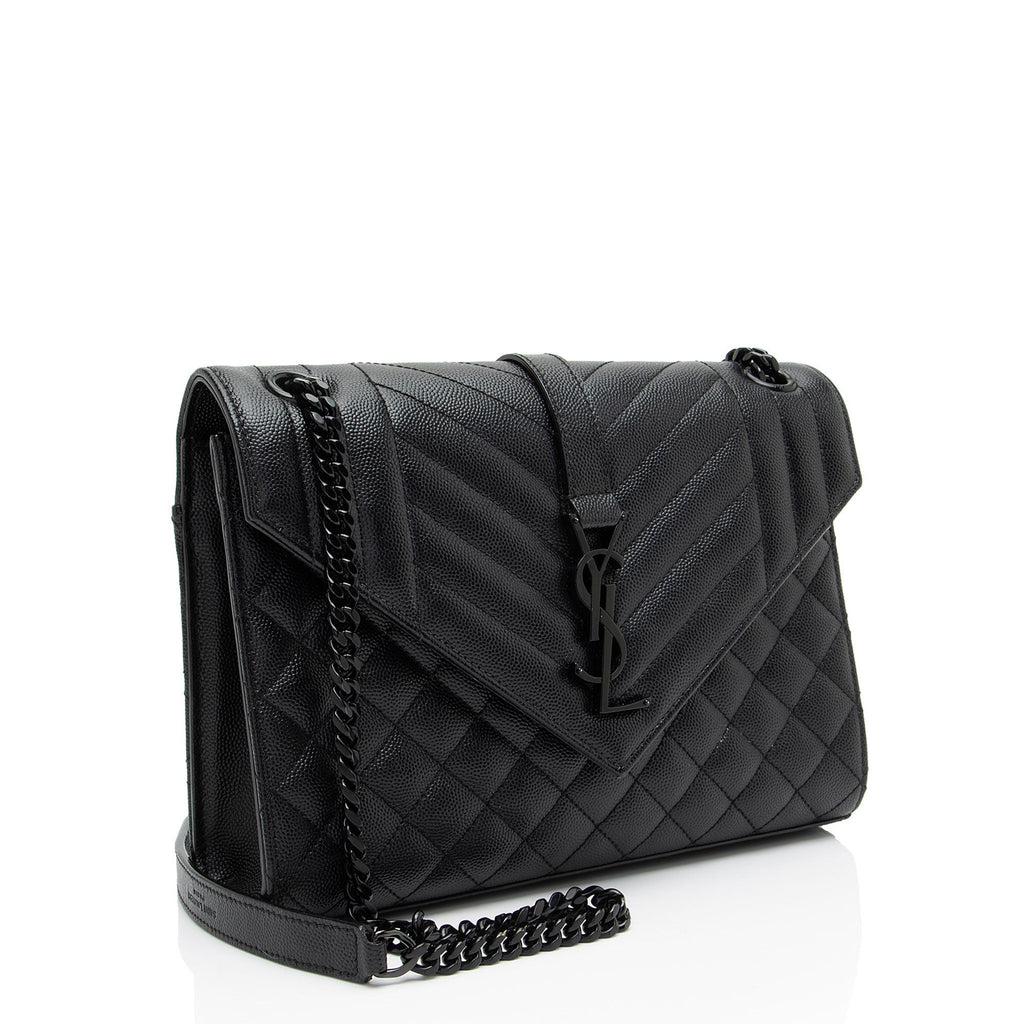 Saint Laurent Mixed Matelasse Grain de Poudre Monogram Medium Shoulder Bag