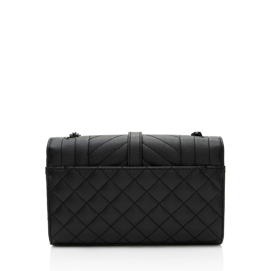 Saint Laurent Mixed Matelasse Grain de Poudre Monogram Small Shoulder Bag