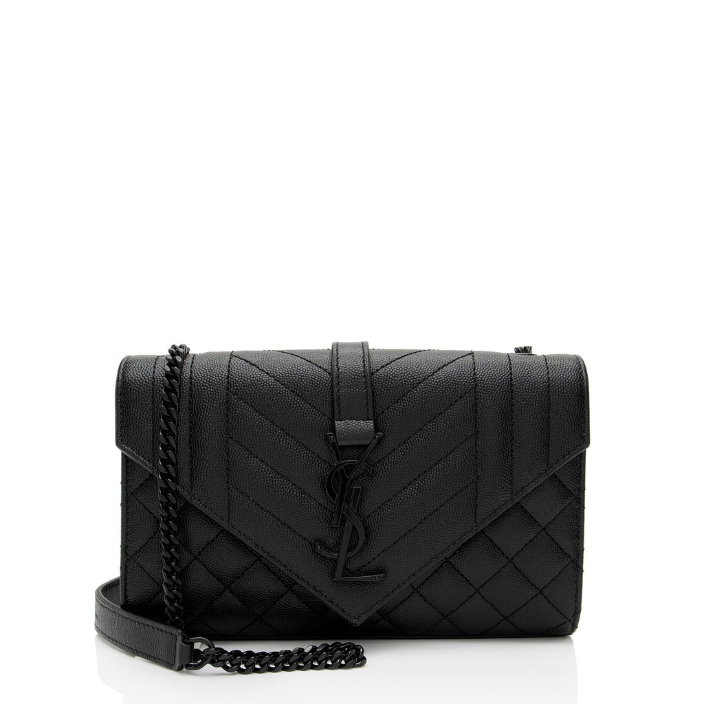 Saint Laurent Mixed Matelasse Grain de Poudre Monogram Small Shoulder Bag