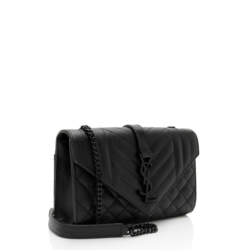 Saint Laurent Mixed Matelasse Grain de Poudre Monogram Small Shoulder Bag