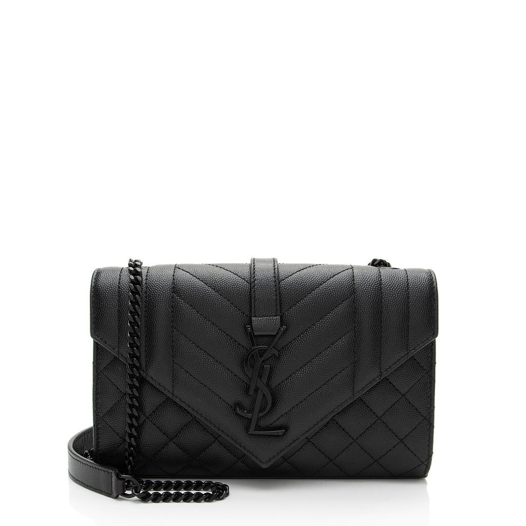Saint Laurent Mixed Matelasse Grain de Poudre Monogram Small Shoulder Bag