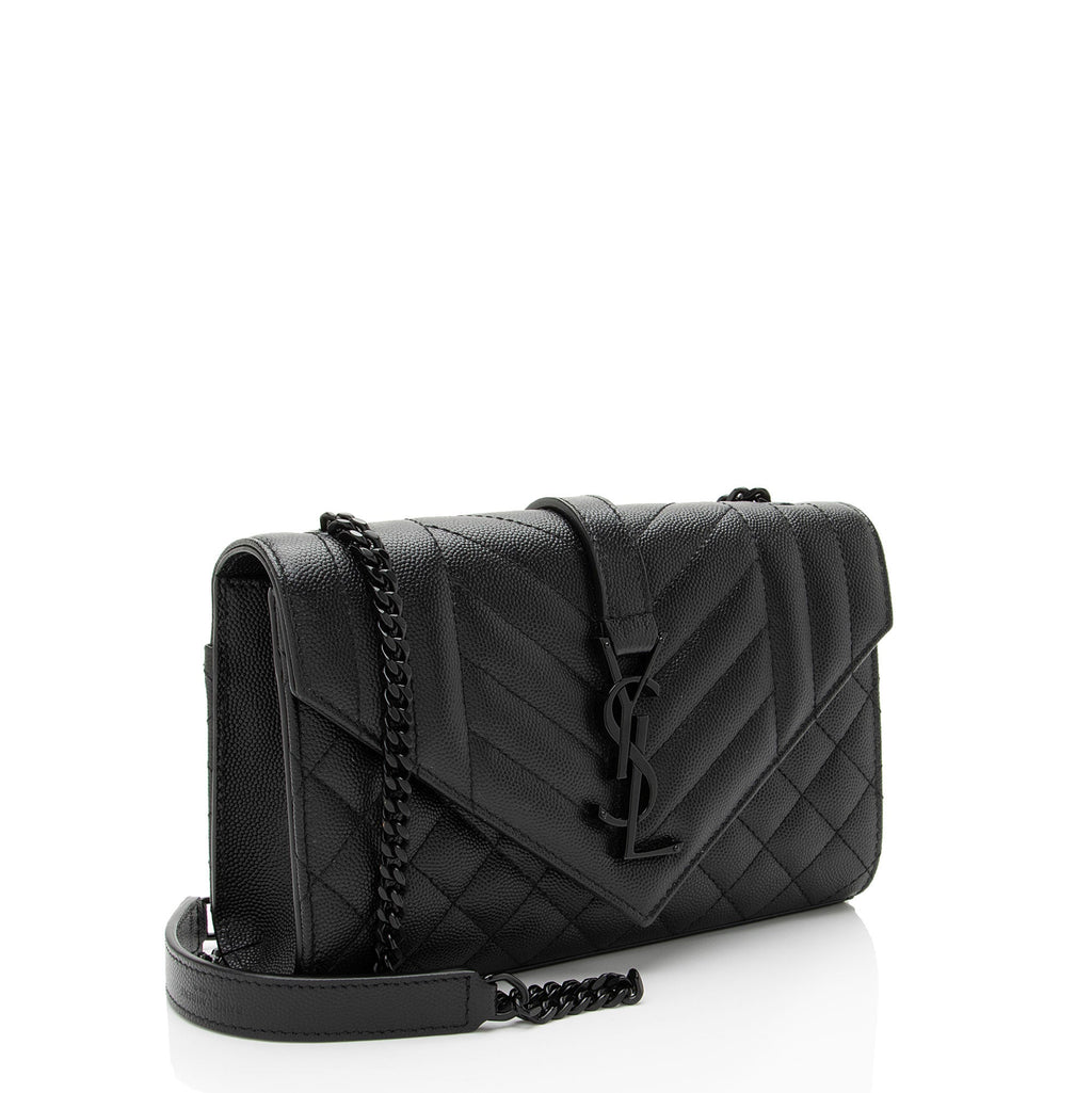 Saint Laurent Mixed Matelasse Grain de Poudre Monogram Small Shoulder Bag