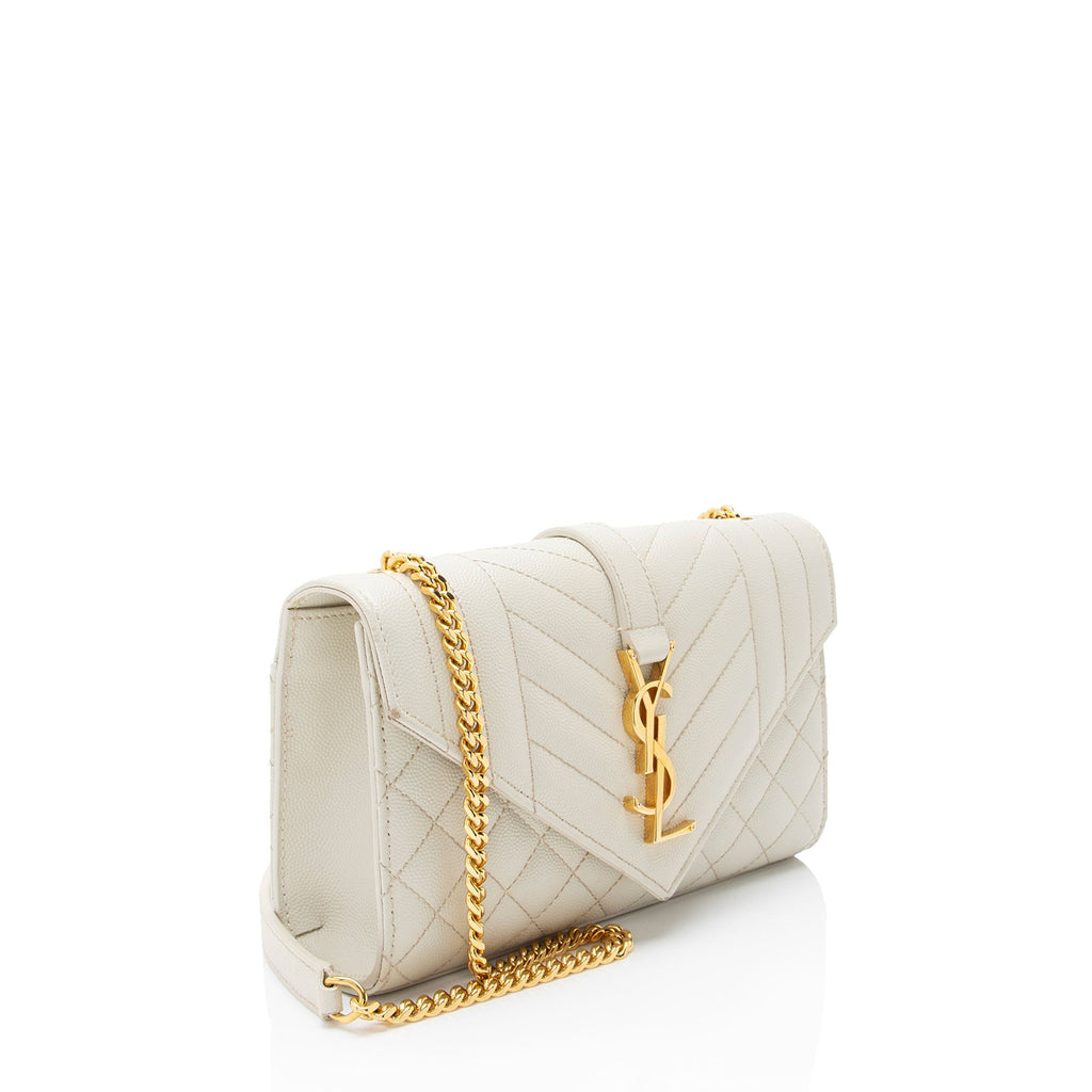 Saint Laurent Mixed Matelasse Grain de Poudre Monogram Small Shoulder Bag