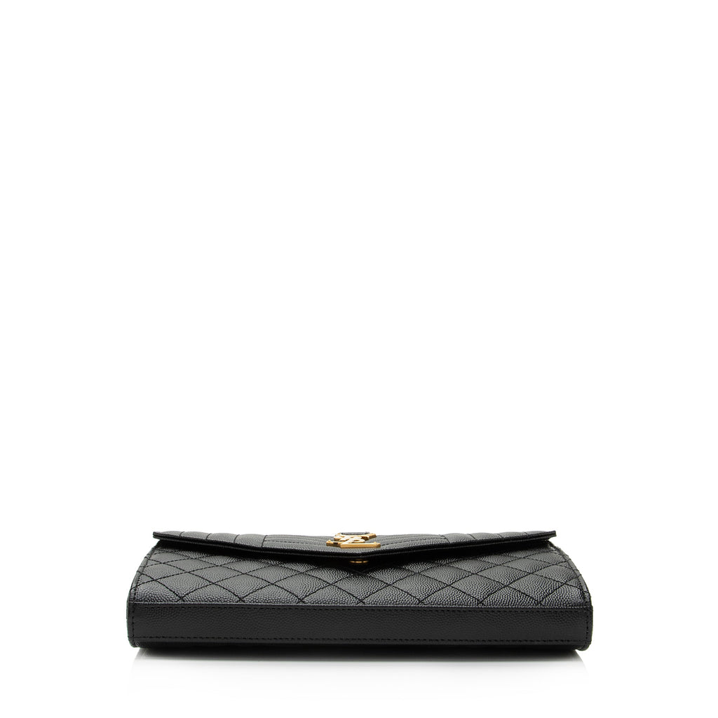 Saint Laurent Mixed Matelasse Leather Classic Monogram Chain Wallet (SHF-kzGt7L)