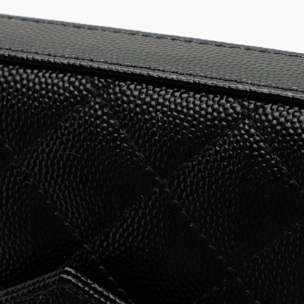 Saint Laurent Mixed Matelasse Leather Classic Monogram Chain Wallet (SHF-kzGt7L)