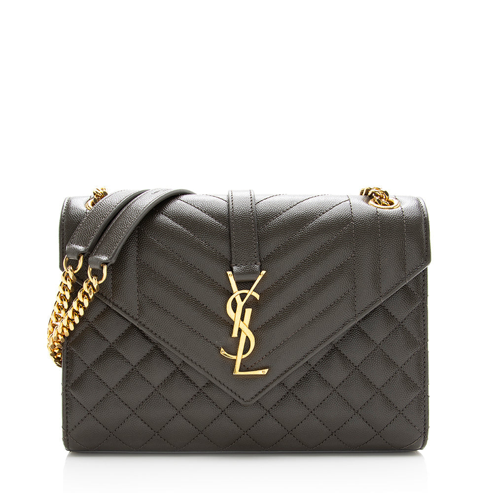 Saint Laurent Mixed Matelasse Leather Classic Monogram Medium Shoulder Bag (SHF-20656)