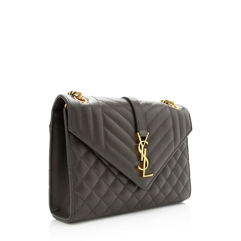 Saint Laurent Mixed Matelasse Leather Classic Monogram Medium Shoulder Bag (SHF-20656)