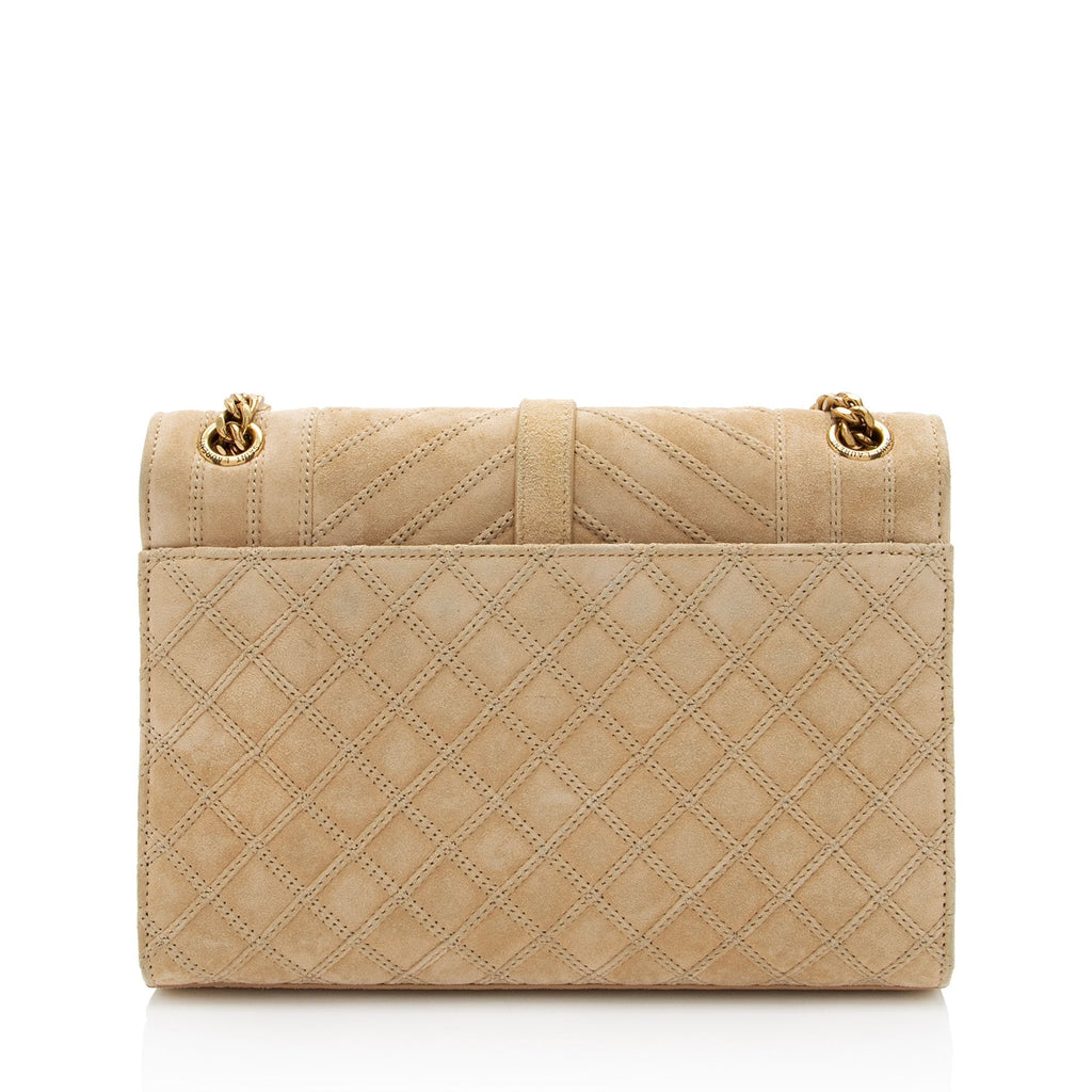 Saint Laurent Mixed Matelasse Suede Monogram Medium Shoulder Bag (SHF-cKetUS)