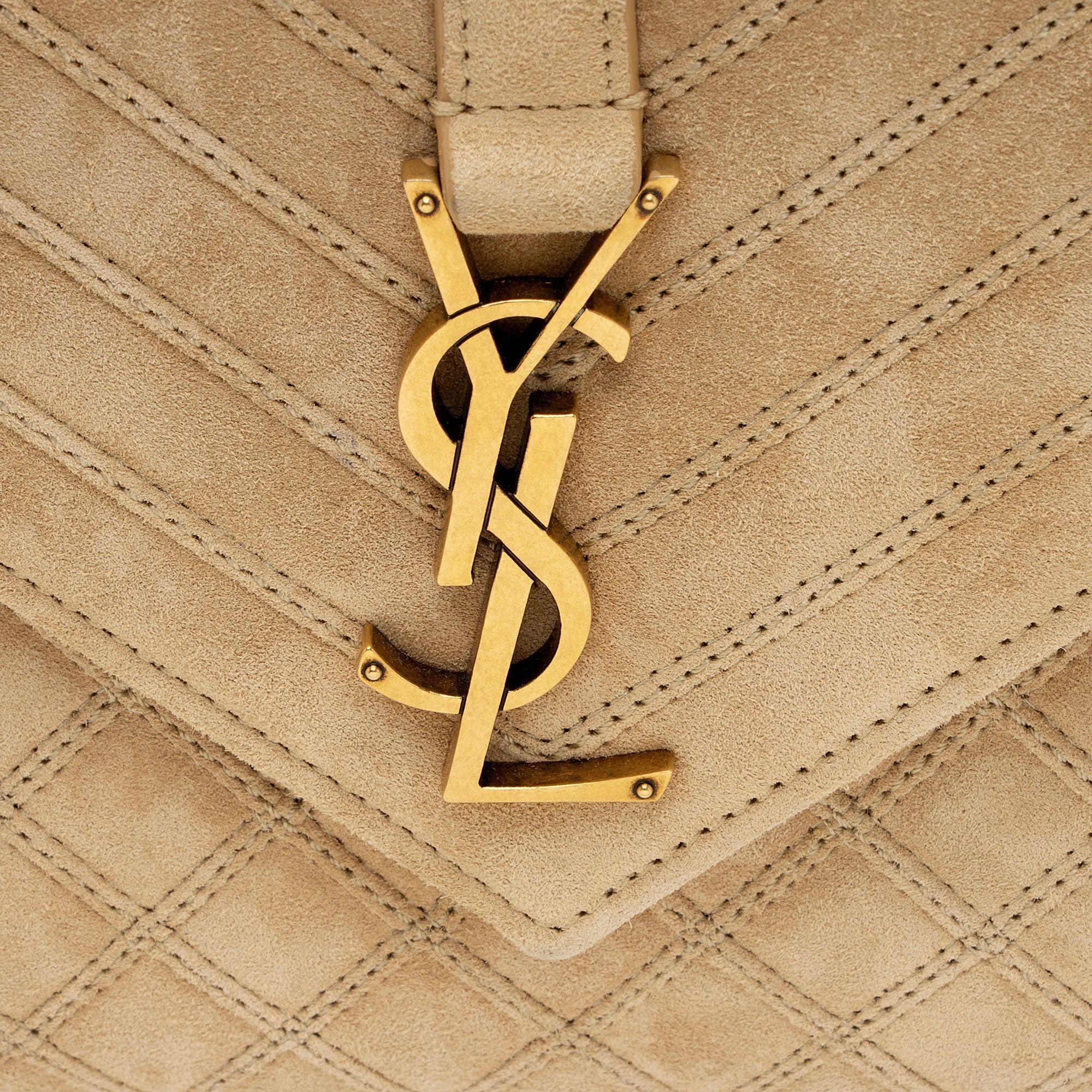 Saint Laurent Mixed Matelasse Suede Monogram Medium Shoulder Bag (SHF-cKetUS)