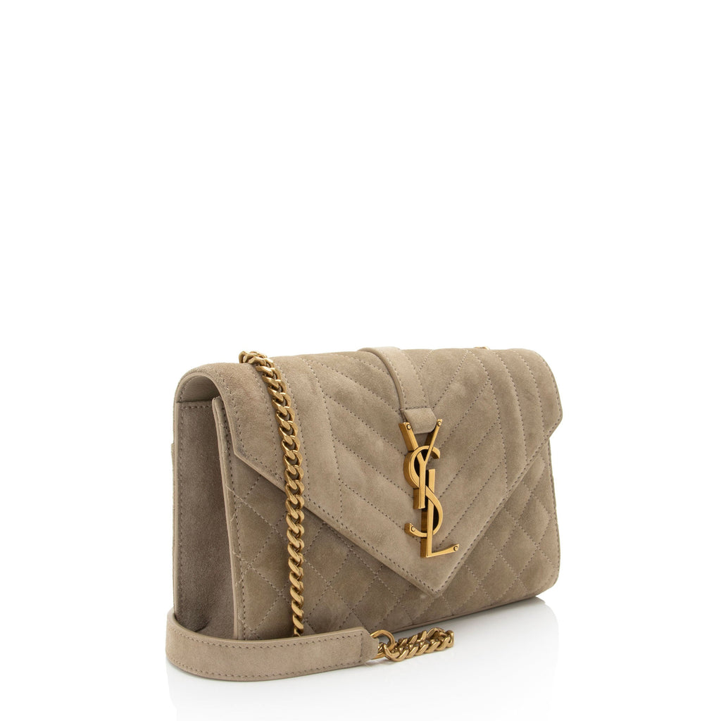 Saint Laurent Mixed Matelasse Suede Monogram Small Shoulder Bag