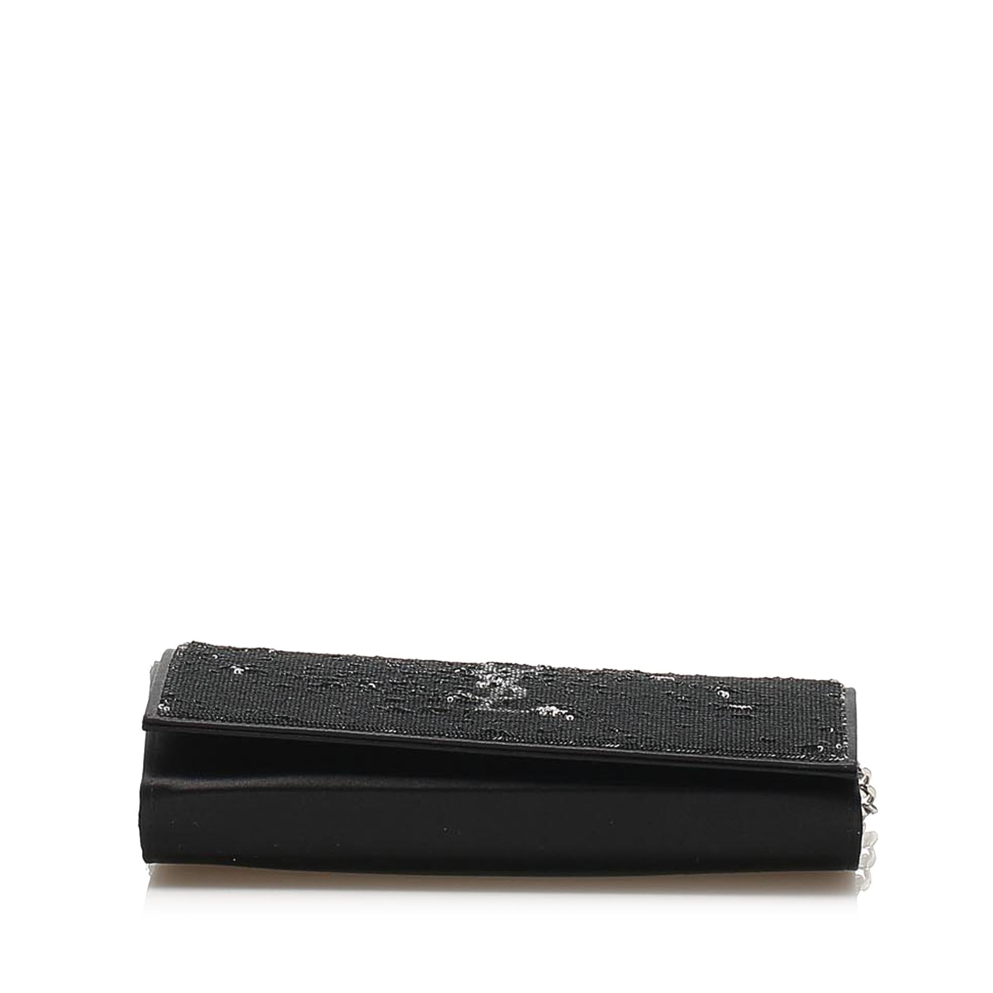 Saint Laurent Monogram Sequined Wallet on Chain (SHG-24959)