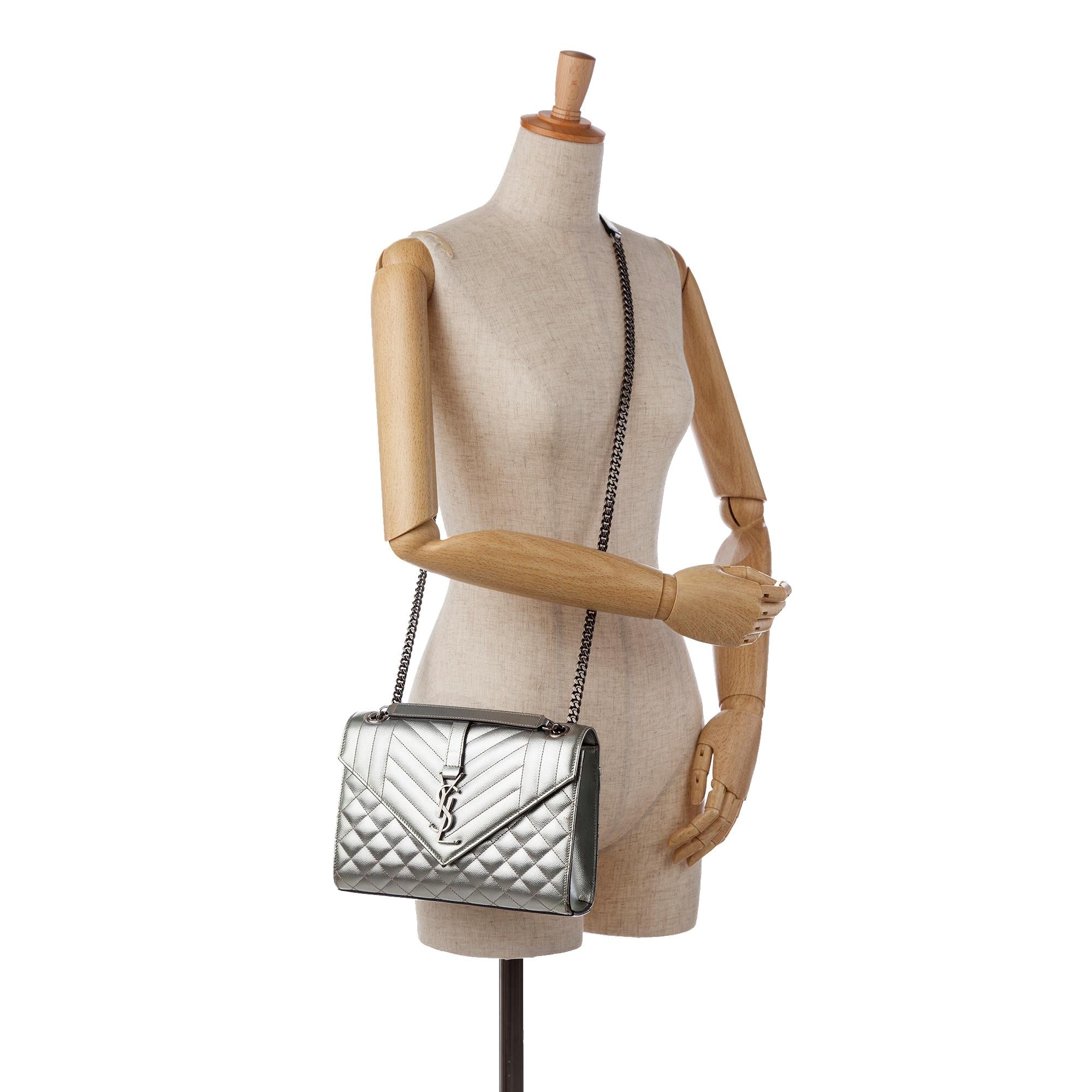 Saint Laurent Monogram Triquilt Envelope Chain Bag (SHG-37504)