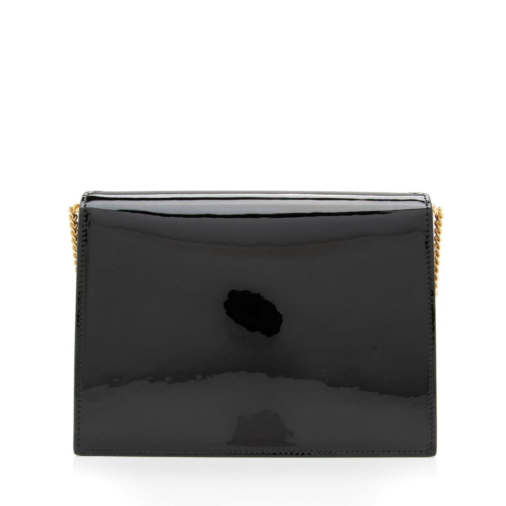 Saint Laurent Patent Leather Monogram Cassandra Medium Chain Bag (SHF-23411)
