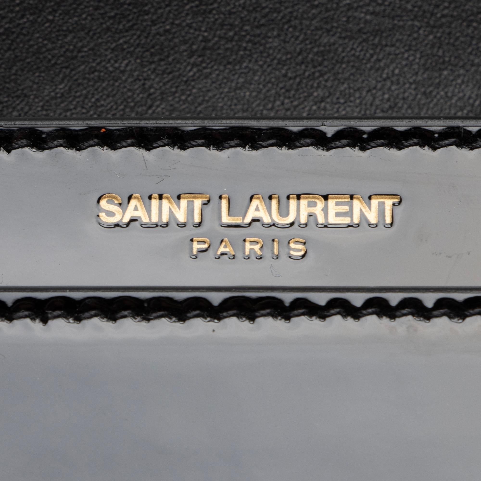 Saint Laurent Patent Leather Monogram Cassandra Medium Chain Bag (SHF-23411)