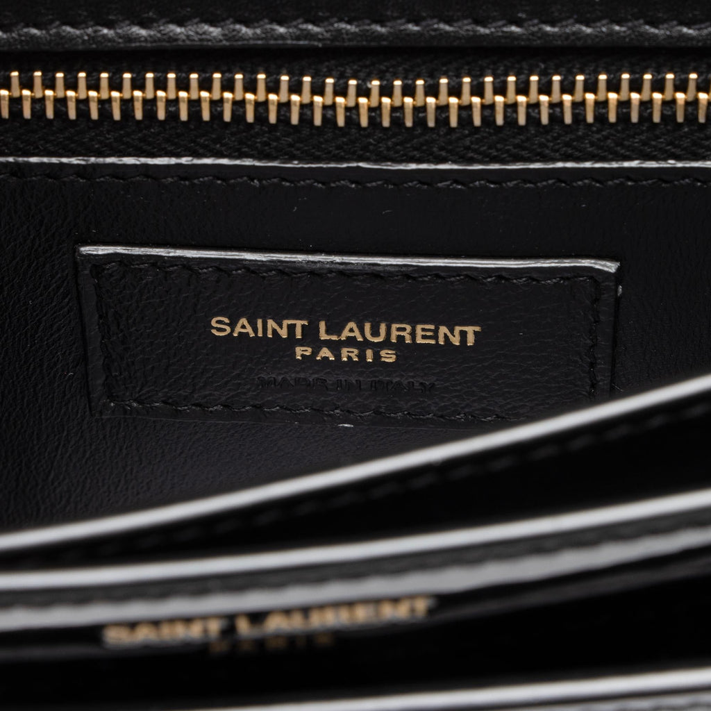 Saint Laurent Patent Leather Monogram Cassandra Medium Chain Bag (SHF-23411)