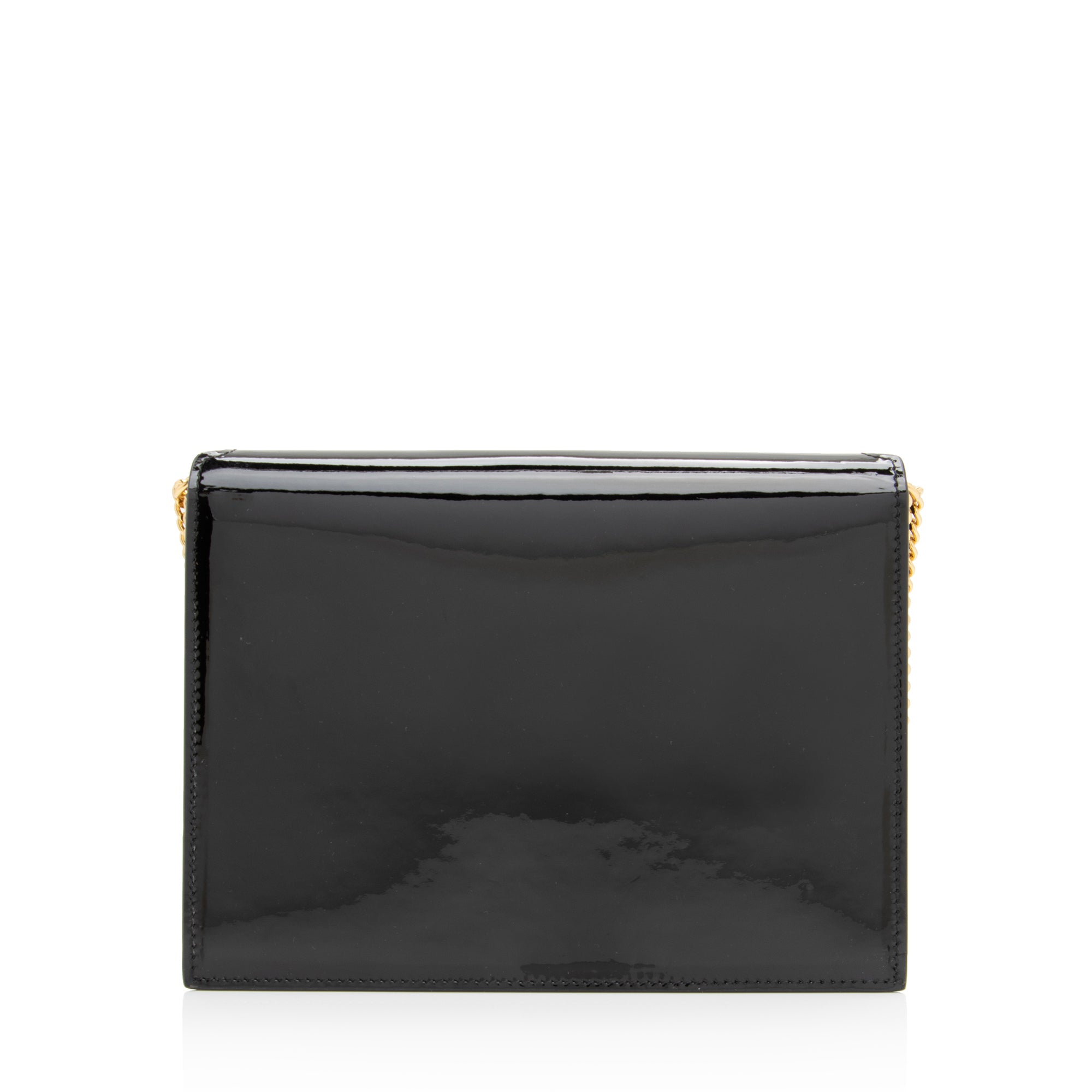 Saint Laurent Patent Leather Monogram Cassandra Medium Chain Bag (SHF-23413)