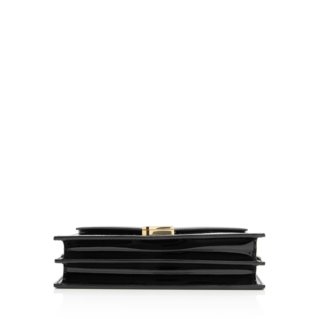 Saint Laurent Patent Leather Monogram Cassandra Medium Chain Bag (SHF-23413)