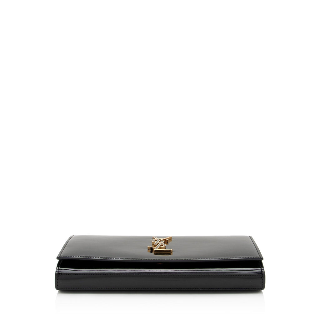 Saint Laurent Patent Leather Monogram Kate Wallet on Chain (SHF-T42QXZ)