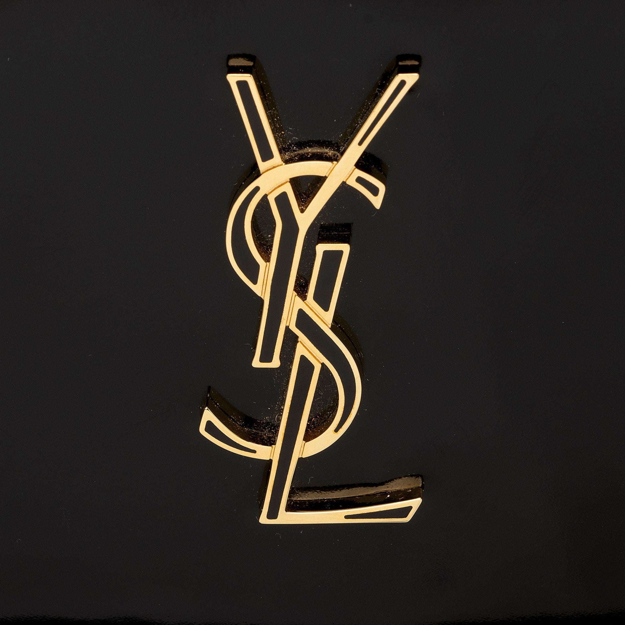 Saint Laurent Patent Leather Monogram Kate Wallet on Chain (SHF-T42QXZ)