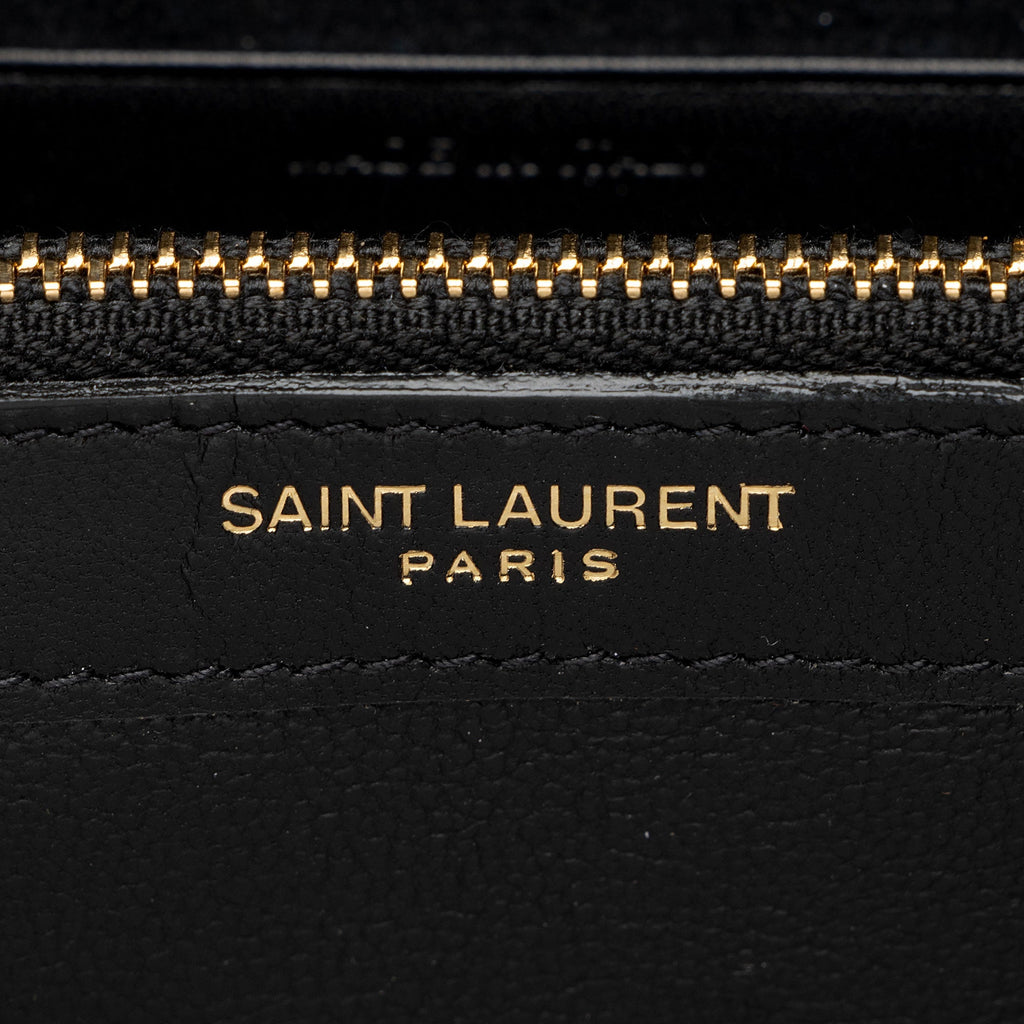 Saint Laurent Patent Leather Monogram Kate Wallet on Chain (SHF-T42QXZ)