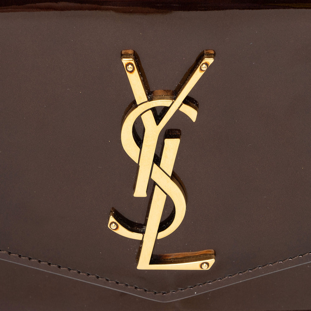 Saint Laurent Patent Leather Monogram Uptown Chain Wallet