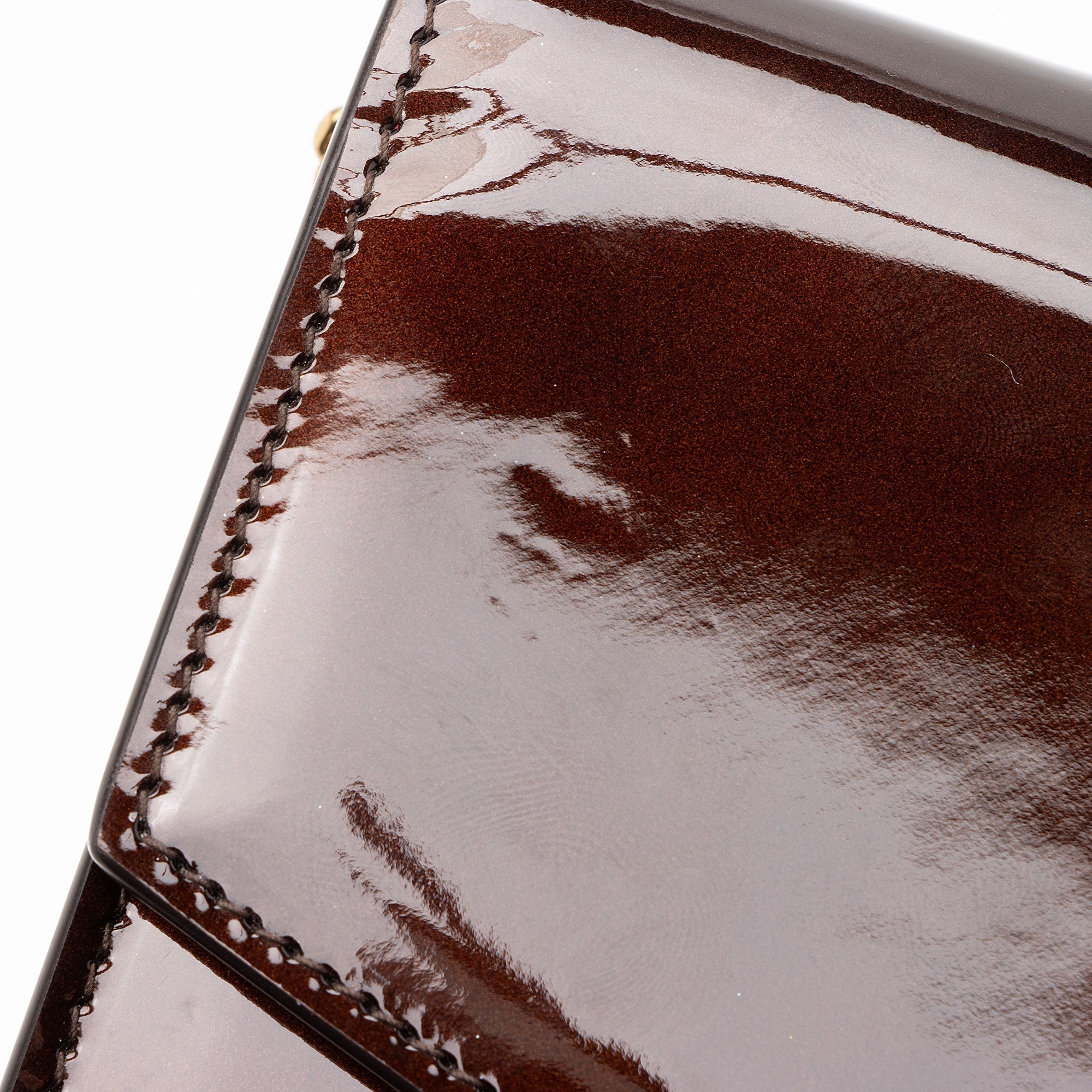 Saint Laurent Patent Leather Monogram Uptown Chain Wallet