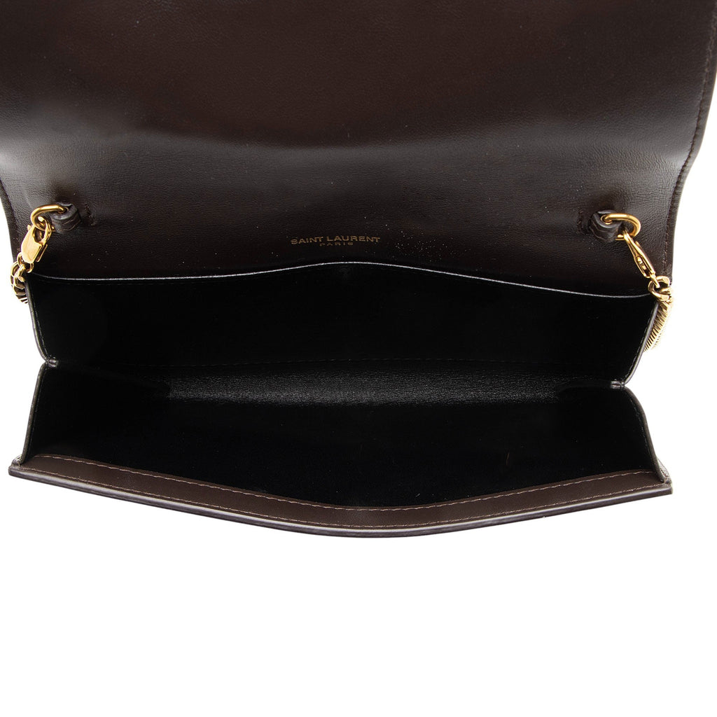 Saint Laurent Patent Leather Monogram Uptown Chain Wallet