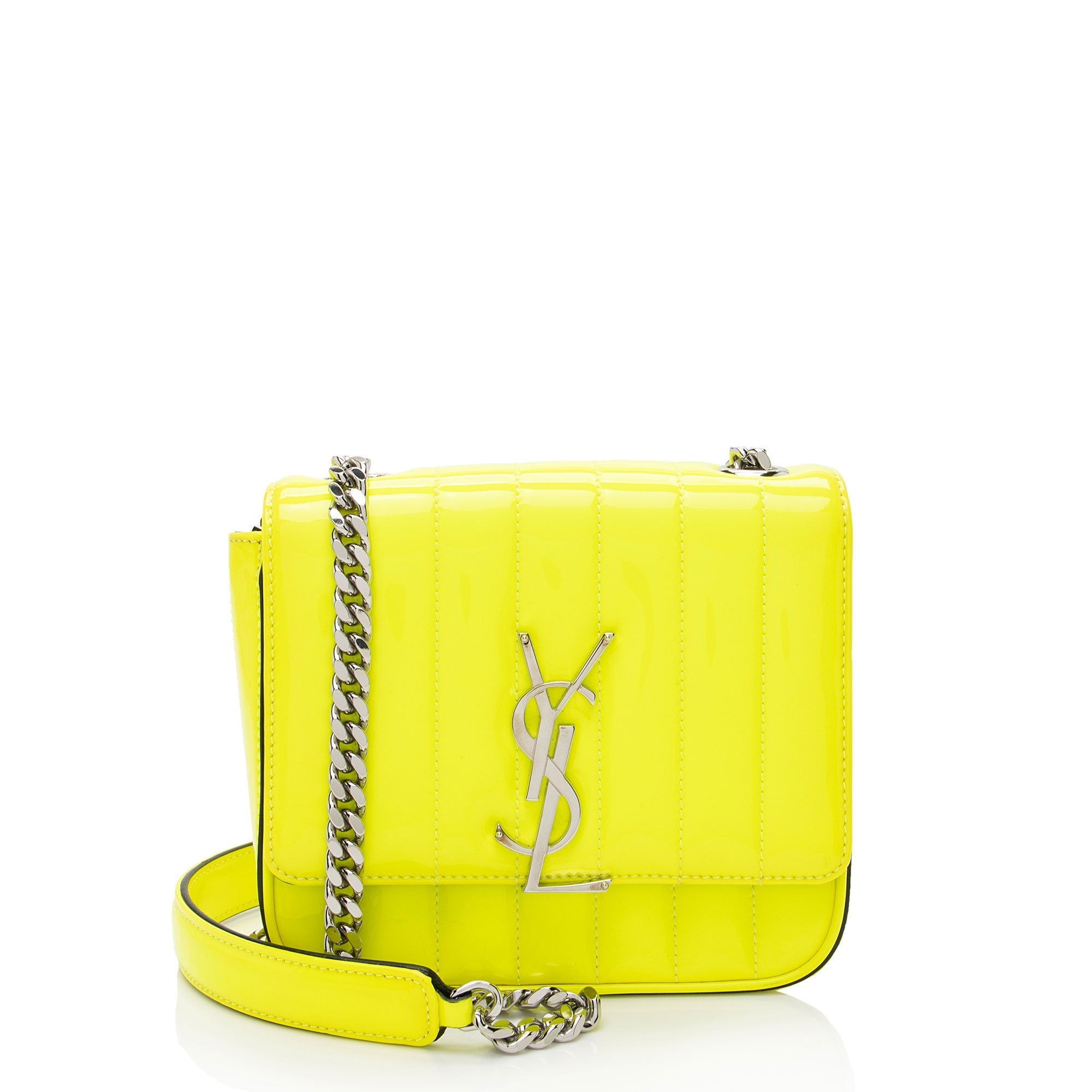 Saint Laurent Patent Leather Monogram Vicky Small Shoulder Bag