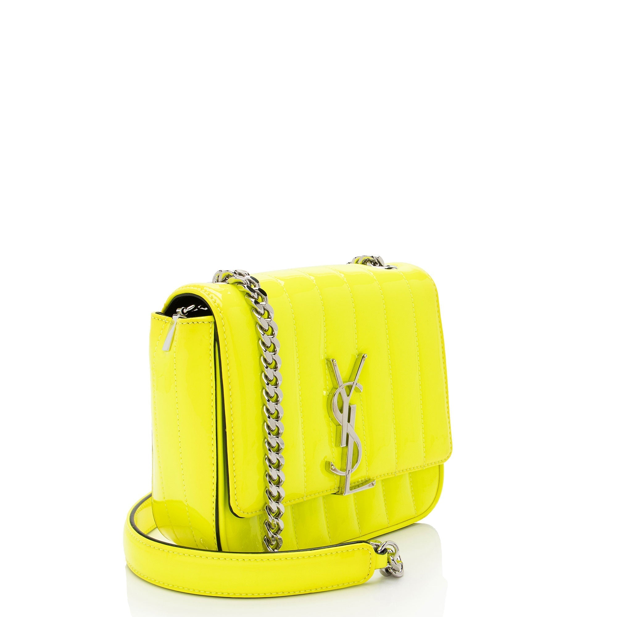 Saint Laurent Patent Leather Monogram Vicky Small Shoulder Bag
