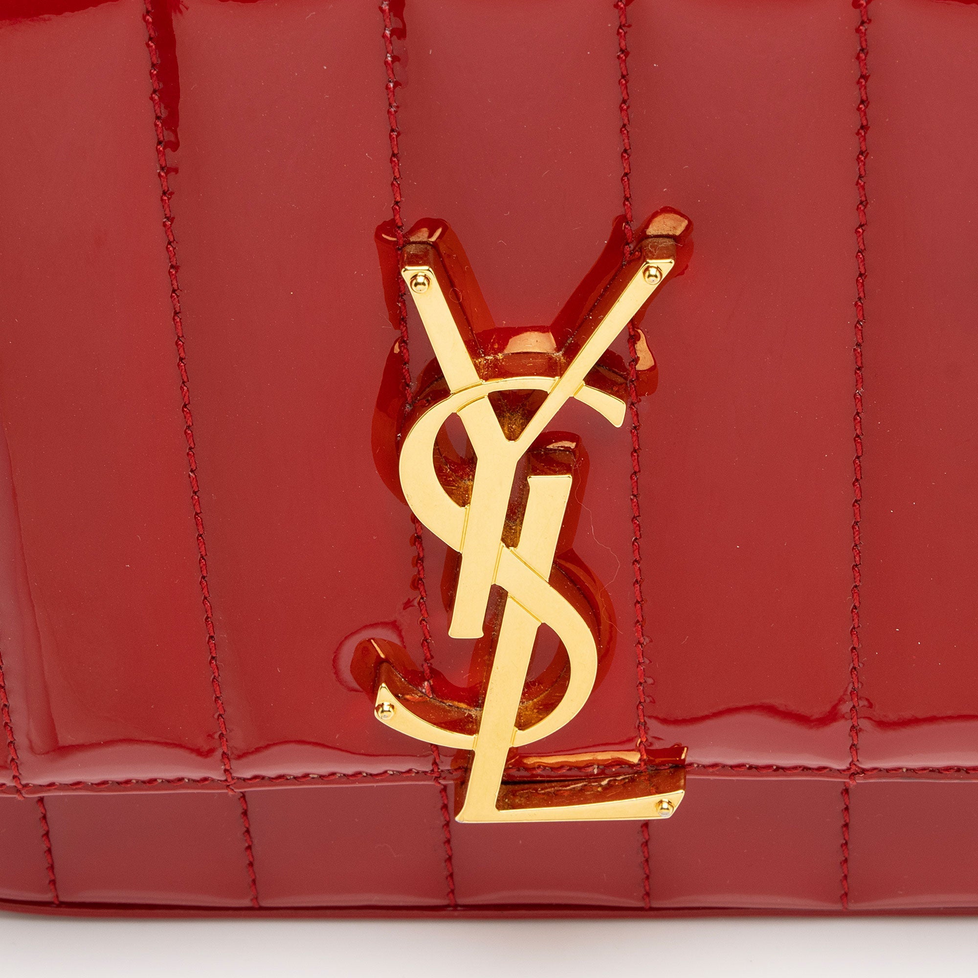 Saint Laurent Patent Leather Monogram Vicky Small Shoulder Bag