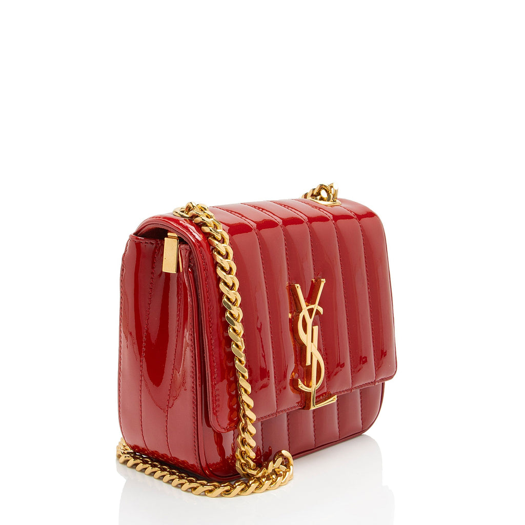 Saint Laurent Patent Leather Monogram Vicky Small Shoulder Bag