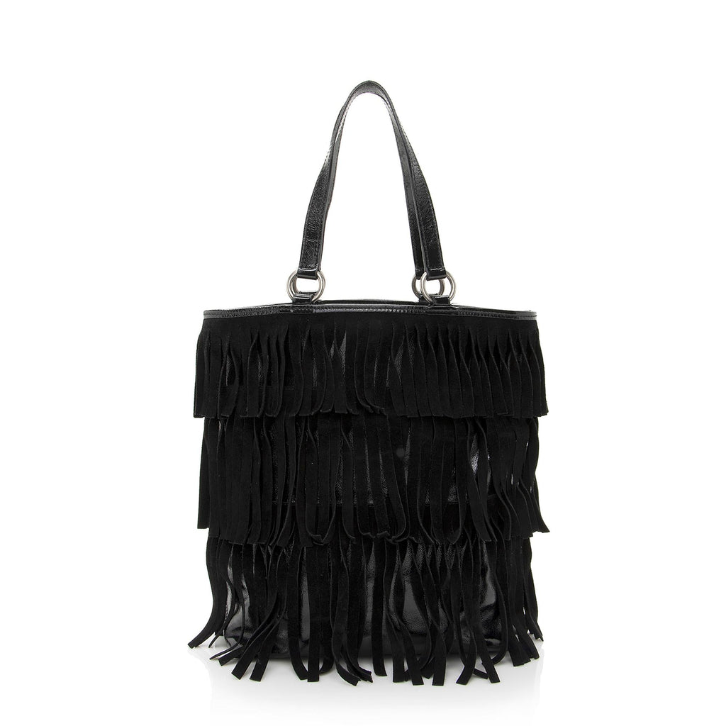 Saint Laurent 1:1 Rep Leather Suede Fringe Tote (SHF-22368)