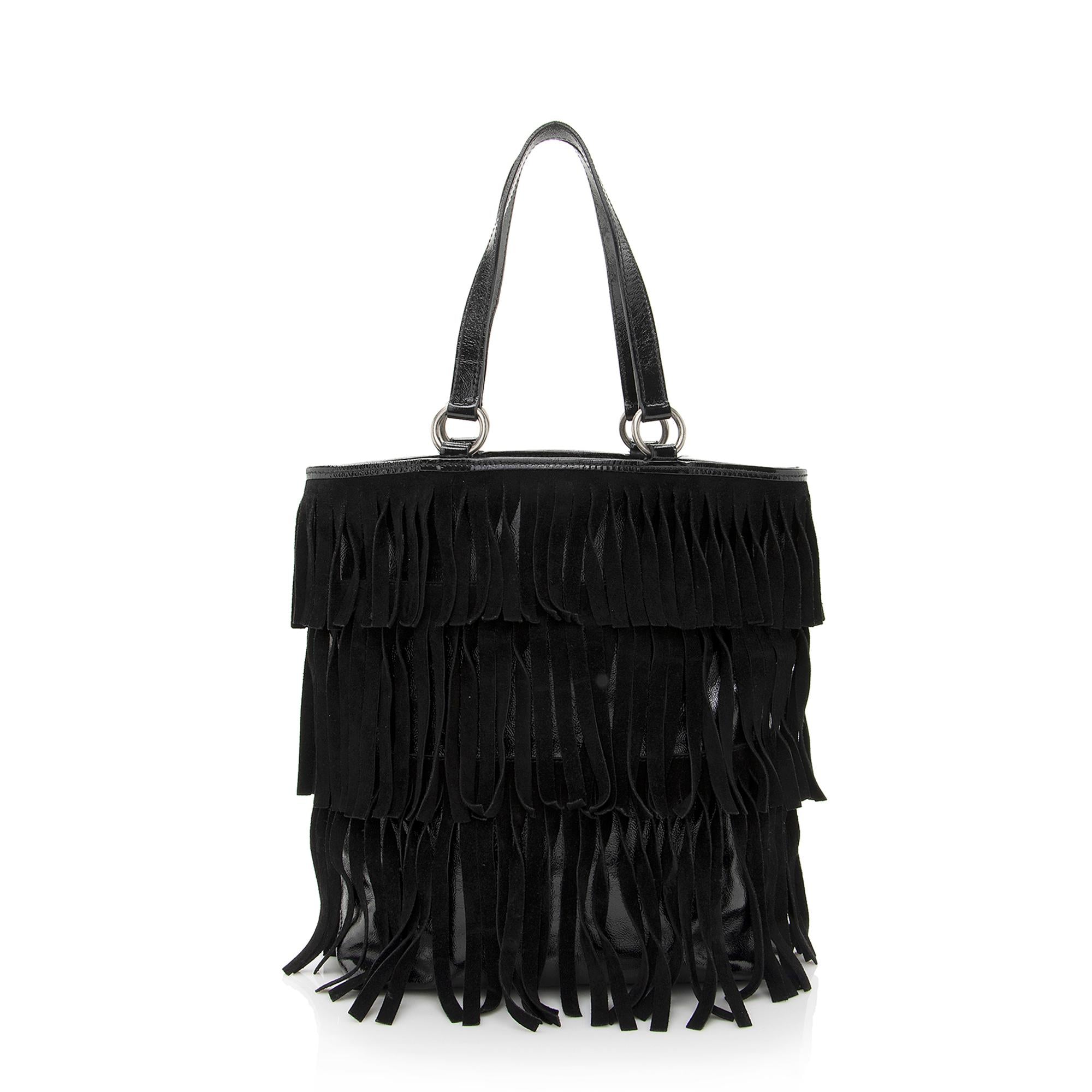 Saint Laurent 1:1 Rep Leather Suede Fringe Tote (SHF-22368)